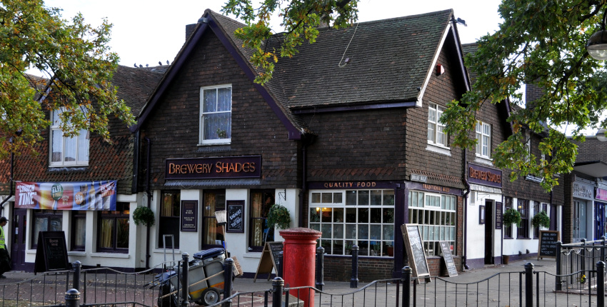 Pub building with trees