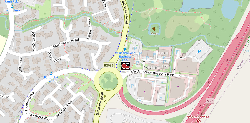 Map including Coaching Halt pub in Crawley