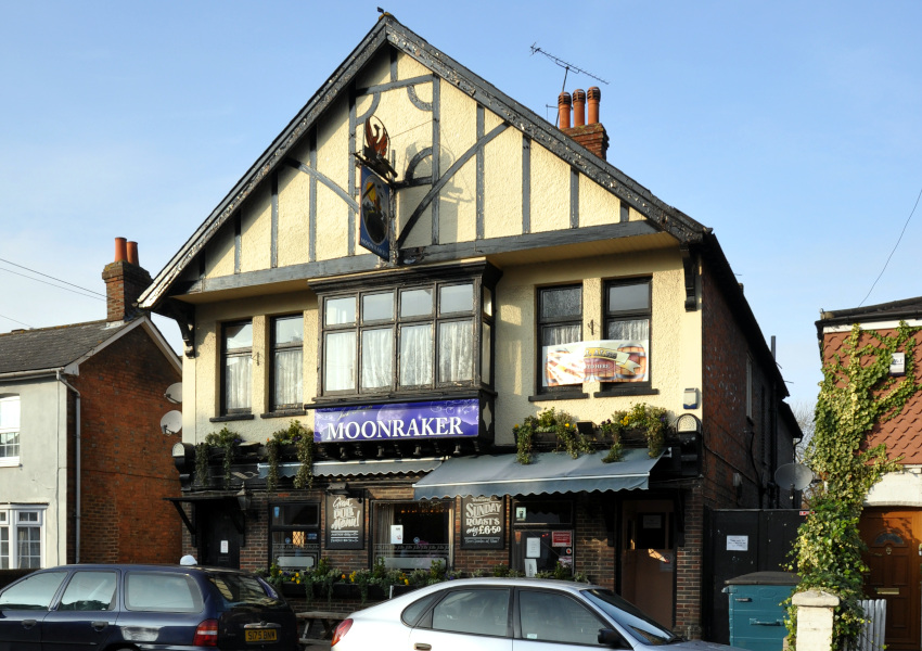two-storey building with sign reading Moonraker