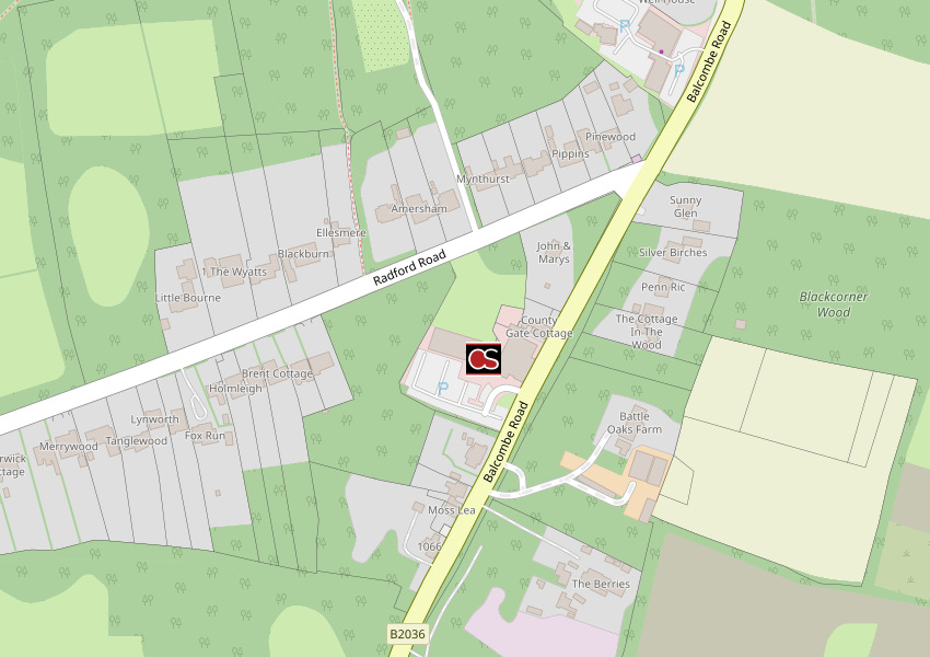 Map including Parsons Pig pub in Crawley